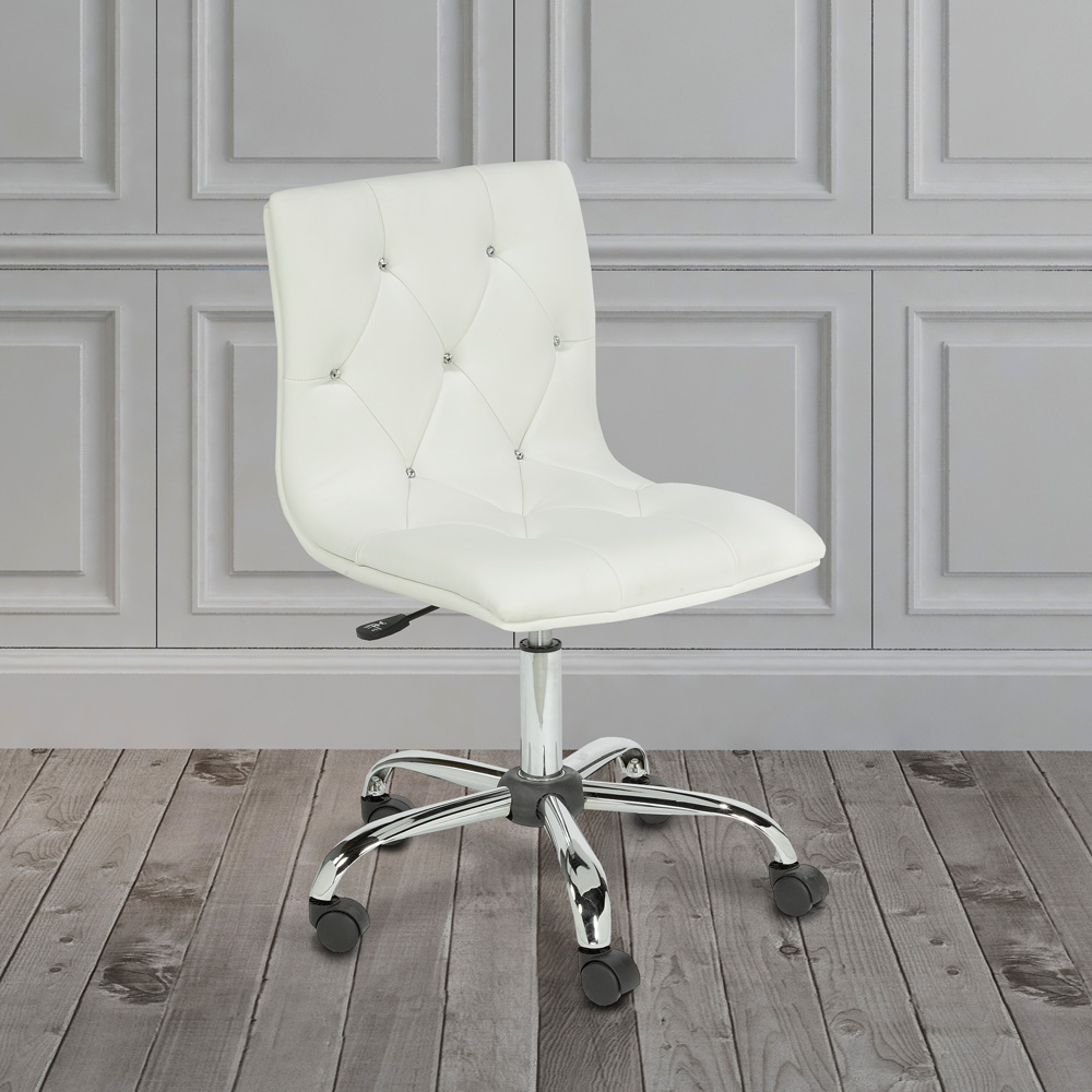 Crystal White Leatherette Office Chair